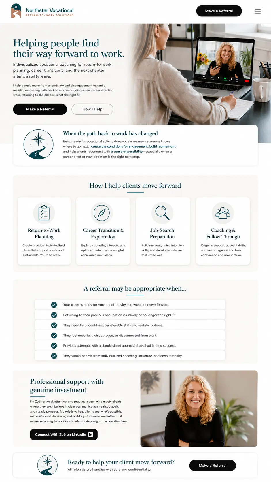 Scrolling preview of the Northstar Vocational website
